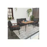 Mygusi Modern Balkon, Bahçe, Cafe - Metal Kanepe Koltuk Takımı - 2 1 1 60x90cm Masalı - Antrasit