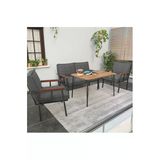Mygusi Modern Balkon, Bahçe, Cafe - Metal Kanepe Koltuk Takımı - 2 1 1 60x90cm Masalı - Koyu Gri