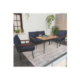Mygusi Modern Balkon, Bahçe, Cafe - Metal Kanepe Koltuk Takımı - 2 1 1 60x90cm Masalı - Lacivert