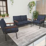 Mygusi Modern'' Balkon, Bahçe, Cafe - Metal Kanepe Koltuk Takımı - 2 1 1. Lacivert
