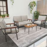 Mygusi Modern Balkon, Bahçe, Cafe - Metal Kanepe Koltuk Takımı - 2 1 1 Sehbalı Krem