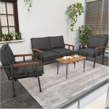 Mygusi Modern Balkon, Bahçe, Cafe - Metal Kanepe Koltuk Takımı - 2 1 1 Sehpa Hediye Antrasit