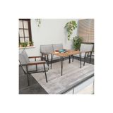 Mygusi Modern Balkon, Bahçe, Cafe - Metal Kanepe Koltuk Takımı - 2+1+1 60x90 cm Masalı - Açık gri