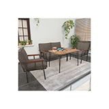 Mygusi Modern Balkon, Bahçe, Cafe - Metal Kanepe Koltuk Takımı - 2+1+1 60x90 cm Masalı - Cappucino