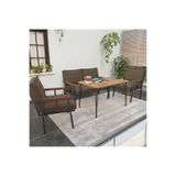 Mygusi Modern Balkon, Bahçe, Cafe - Metal Kanepe Koltuk Takımı - 2+1+1 60x90 cm Masalı - Kahverengi