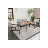 Mygusi Modern Balkon, Bahçe, Cafe - Metal Kanepe Koltuk Takımı - 2+1+1 60x90 cm Masalı - Krem