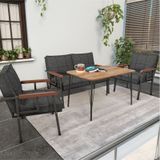 Mygusi Modern Balkon, Bahçe, Cafe - Metal Kanepe Koltuk Takımı - 2+1+1 Masa Antrasit