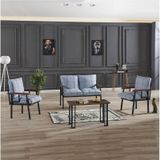 Mygusi Modern Balkon, Bahçe, Cafe - Metal Kanepe Koltuk Takımı - 2+1+1 Sehapalı Turkuaz