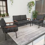 Mygusi Modern Balkon, Bahçe, Cafe, Metal Kanepe Koltuk Takımı , Bahçe Mobilyası, 211 - Antrasit