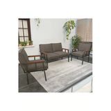 Mygusi Modern Balkon, Bahçe, Cafe, Metal Kanepe Koltuk Takımı , Bahçe Mobilyası, 211 - Cappucino