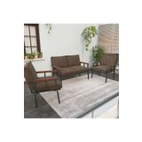 Mygusi Modern Balkon, Bahçe, Cafe, Metal Kanepe Koltuk Takımı , Bahçe Mobilyası, 211 - Kahverengi