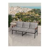 Mygusi Modern Balkon, Bahçe, Cafe, Metal Koltuk, Kanepe Üçlü - Açık Gri