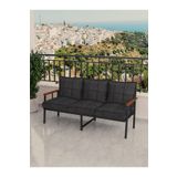 Mygusi Modern Balkon, Bahçe, Cafe, Metal Koltuk, Kanepe Üçlü - Antrasit