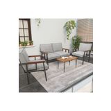 Mygusi " Modern'' Serisi Balkon, Bahçe, Cafe - Metal Kanepe Koltuk Takımı - 2 1 1 Sehpa Hediyeli - Açık Gri