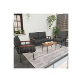 Mygusi " Modern'' Serisi Balkon, Bahçe, Cafe - Metal Kanepe Koltuk Takımı - 2 1 1 Sehpa Hediyeli - Antrasit