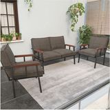 Mygusi Modern Serisi Balkon, Bahçe, Cafe - Metal Kanepe Koltuk Takımı - 2+1+1 - Cappucino - Cappuccino