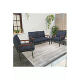 Mygusi Modern Serisi Balkon, Bahçe, Cafe - Metal Kanepe Koltuk Takımı - 2+1+1 - Lacivert