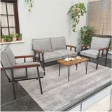 Mygusi Modern Serisi Balkon, Bahçe, Cafe - Metal Kanepe Koltuk Takımı - 2+1+1 Sehpalı - Açık Gri
