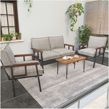 Mygusi Modern Serisi Balkon, Bahçe, Cafe - Metal Kanepe Koltuk Takımı - 2+1+1 Sehpalı - Krem