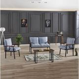 Mygusi Modern Serisi Balkon, Bahçe, Cafe - Metal Kanepe Koltuk Takımı - 2+1+1 Sehpalı - Turkuaz