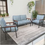 Mygusi Modern Serisi Balkon, Bahçe, Cafe - Metal Kanepe Koltuk Takımı - 2+1+1 - Turkuaz