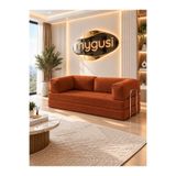 Mygusi MyLegom 100x200 Yataklı Kanepe Fitilli Kadife Dinlenme Koltuğu, Yıkanabilir Fermuarlı Kılıf, Silinebilir Kanepe, Kiremit