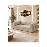 Mygusi MyLegom 100x200 Yataklı Kanepe Fitilli Kadife Dinlenme Koltuğu, Yıkanabilir Fermuarlı Kılıf, Silinebilir Kanepe, Vizon