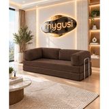 Mygusi Mylegom 90X200 cm Fitilli Kadife Yataklı Kanepe, Dinlenme Koltuğu, Yıkanabilir Fermuarlı Silinebilir Kılıf, Acı Kahve - Acı Kahverengi