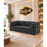 Mygusi Mylegom 90X200 cm Fitilli Kadife Yataklı Kanepe, Dinlenme Koltuğu, Yıkanabilir Fermuarlı Silinebilir Kılıf, Antrasit