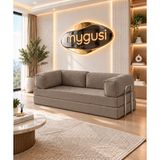 Mygusi MyLegom 90x200 cm Fitilli Kadife Yataklı Kanepe, Dinlenme Koltuğu, Yıkanabilir Fermuarlı Silinebilir Kılıf, Vizon