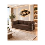 Mygusi MyLegom 90x200 Yataklı Kanepe Fitilli Kadife Dinlenme Koltuğu, Yıkanabilir Fermuarlı Kılıf, Silinebilir Kanepe, Acı Kahve