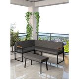 Mygusi Src Serisi Balkon, Bahçe, Cafe, Köşe Takımı, Balkon Köşe Takımı Puflu - Antrasit - 120x170