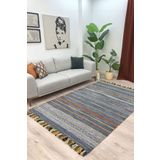 MYHOME HALI Trb-02 Iskandinav Pamuk Kilim El Dokuma Koyu Gri