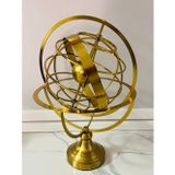 MYK Hediye ve Sanat Atölyesi Gold Metal Dünya Küresi Heykel Ofis & Salon Dekoratif Obje (50 cm)