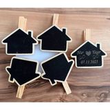 MYK Hediye ve Sanat Atölyesi Mandallı Ahşap Kara Tahta 4’lü Paket – 7x7 cm Silinebilir Mini Notluk | Lazer Baskı Seçenekli Dekora