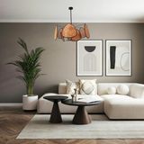 Mylamp Bulut Doğal Koyu Renk Hazeran Avize 75 x 35 cm 9+1 Yaprak ve 3+1 Duylu - Koyu Kahverengi