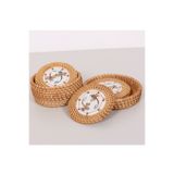 MYLAMP Muteber Rattan Kutulu 6'lı Seramik Bardak Altlığı