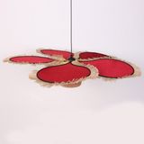Mylamp Papatya Kadife Kumaş Avize 90 cm - Kırmızı