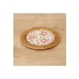 MYLAMP Rattan Çerçeveli 14 cm. Kırmızı Üçlü Çiçek Desenli Dekoratif Obje