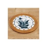 MYLAMP Rattan Çerçeveli 16 cm. Yaprak & Yusufcuk Desenli Dekoratif Obje