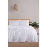 MYLASA HOME 4 Katlı Müslin Çift Kişilik Yatak Örtüsü Seti-230x250 Cm,yazlık Pike & Yastık Kılıfı (3 PARÇA)-beyaz