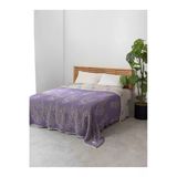 MYLASA HOME Lavanta Desenli %100 Pamuk Müslin Yatak Örtüsü - Çift Kişilik (220x240 cm - Lila)