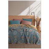 MYLASA HOME Müslin 4 Katlı Mandala Desenli (JAKARLI) Yatak Örtüsü Çift Kişilik 240x260cm
