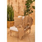 Mylasa Home Pamuk Definite Desenli Çok Amaçlı Koltuk Şalı 130 x 170 (Kırlentsiz) - 130 x 170 cm - Bej