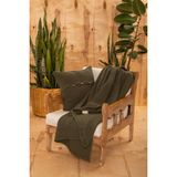 Mylasa Home Pamuk Definite Desenli Çok Amaçlı Koltuk Şalı 130 x 170 (Kırlentsiz) - 130 x 170 cm - Haki