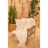 Mylasa Home Pamuk Definite Desenli Çok Amaçlı Koltuk Şalı 130 x 170 (Kırlentsiz) - 130 x 170 cm - Krem