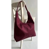 MyleeButik Mylee Loki Model Süet Bordo Geniş Hacimli Fermuarlı Omuz Çantası