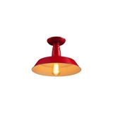 Mylight Mylights Retro Vintage Kırmızı Içi Beyaz Metal Plofonyer Tavan Avize 35 cm - 1
