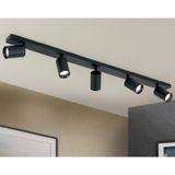 Mylights 120 Cm Modern Plofonyer Beşli Led Spot Tavan Avize Tasarruflu Led Ampul Kafe Mutfak Koridor Siyah
