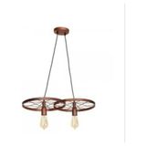 Mylights Bakır Eskitme Patinalı Avize Ikili Sarkıt Avize Rustik Retor Sarkıt Avize - Ahşap - 1
